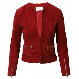 NWT 100% Leather Paris Bordeaux Blazer Jacket, Sandro Paris